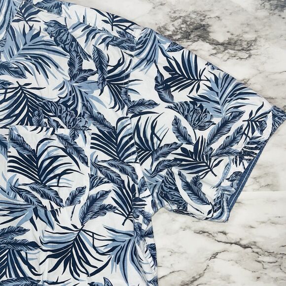 MBX Premium Goods Hawaiian Button Up Shirt White Leaves Good Vibes Only Men XXL - Picture 2 of 5